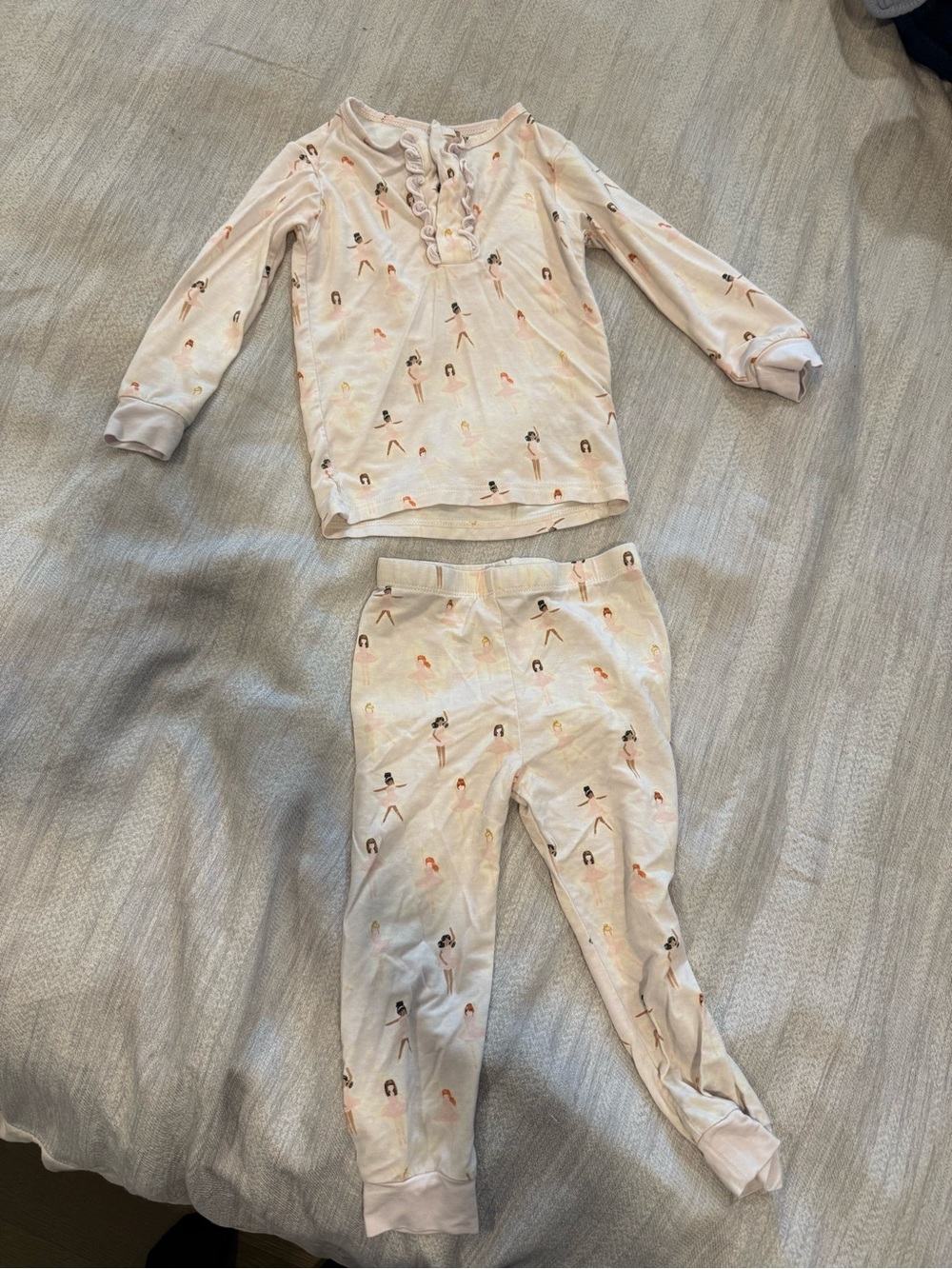 Magnetic Me Pink Cream Ballet Dancer Pajama Set with Ruffle Neck